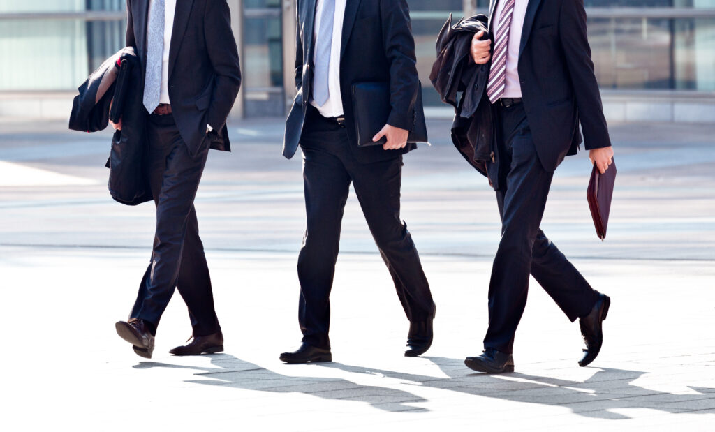 Men walking down the street